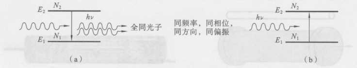 图1-6受激辐射与受激吸收过程